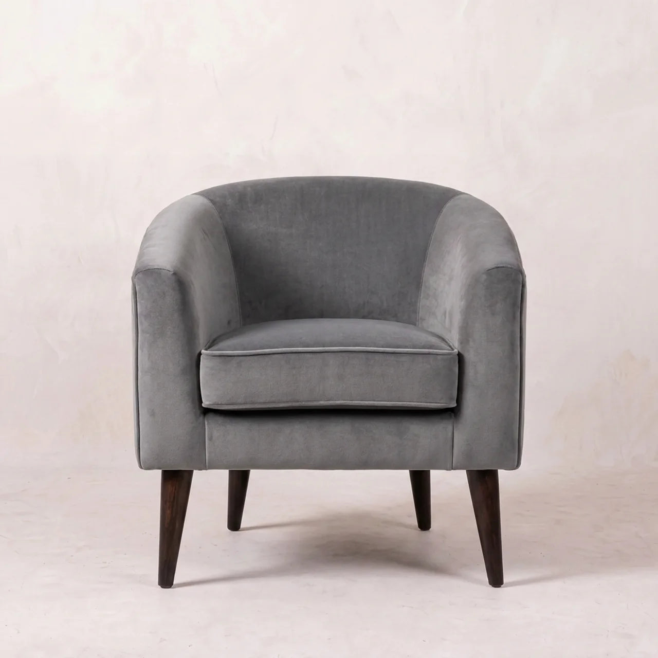 Grey Velvet Nordic Style Armchair