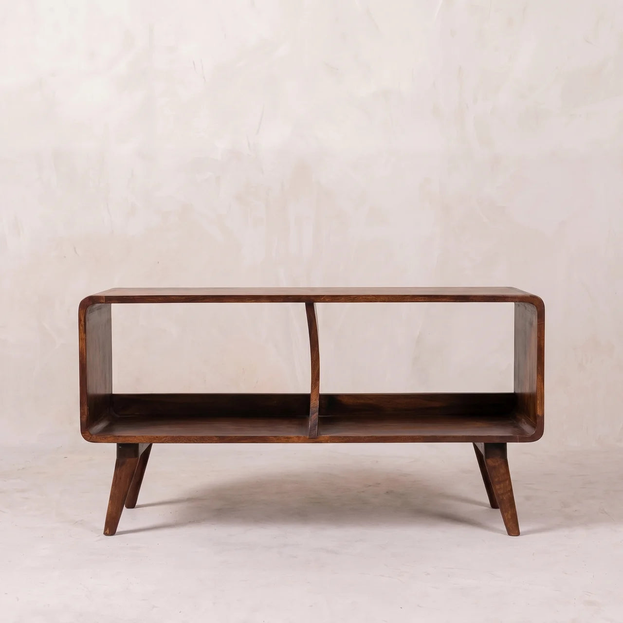 Curved Chestnut Double Slot Media Unit