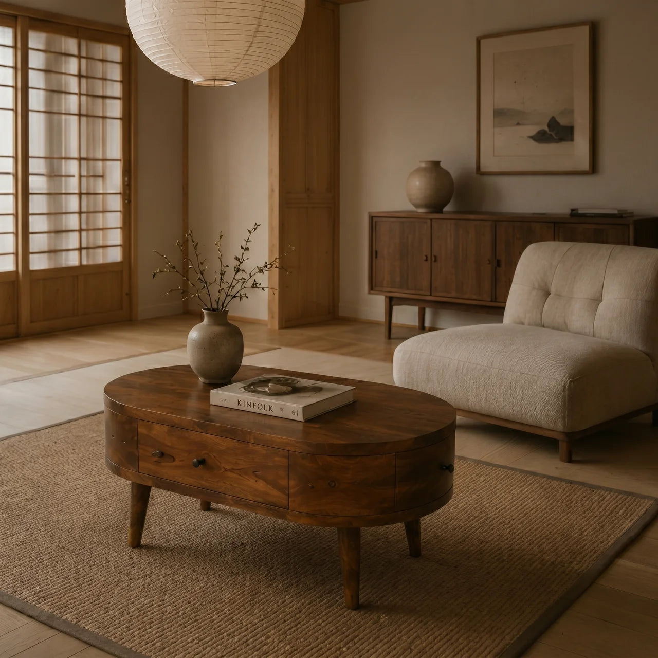 Chestnut Rounded Coffee Table